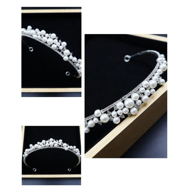 Beautiful Pearls Tiaras Brides Hairband with Intricate Detailing and Comfortable Wear for Photoshoots and Receptions