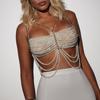Beaded Body Chain Multilayer Chest Chains Festival Raves Body Chain Harness Body Accessories Jewelry for Women Girls