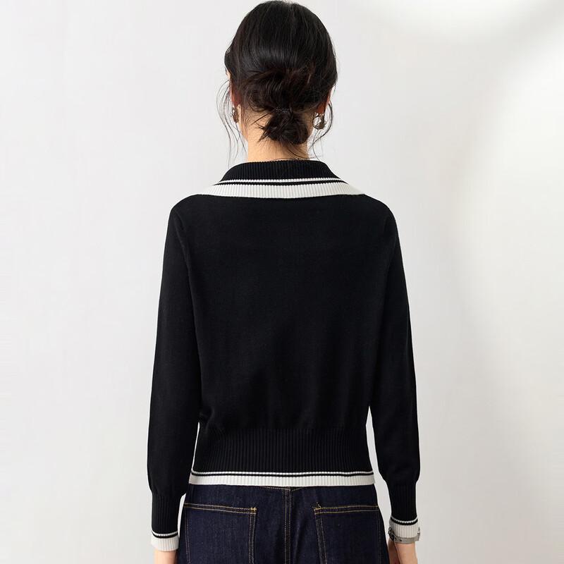 JINJU Women's Silk Blend Color-Block Zipper Cardigan