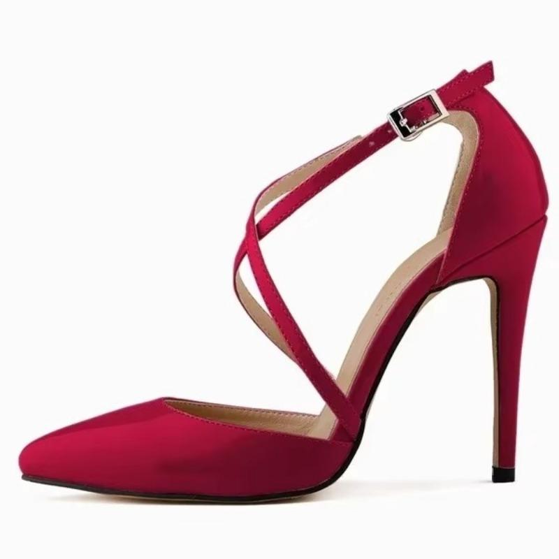 

Fashion Womens Stilettos High Heels Shoes Ankle Strap Sexy Pumps for Women Summer Party Wedding 42 вина червоного кольору