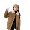 Loose rhombus bread clothes 2025 autumn and winter splicing fur collar warm thickened design sense niche padded jacket women