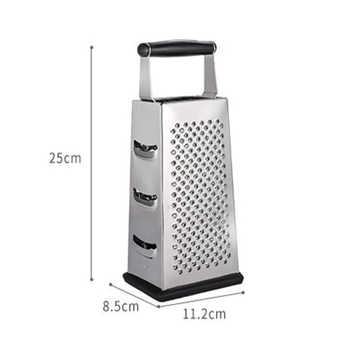 4-Sided Grater, Potato, Fruit, Vegetable, Cheese Shredder and Slicer, Kitchen Multifunctional Vegetable Cutter with Handle and Non-Slip Rubber Bottom,