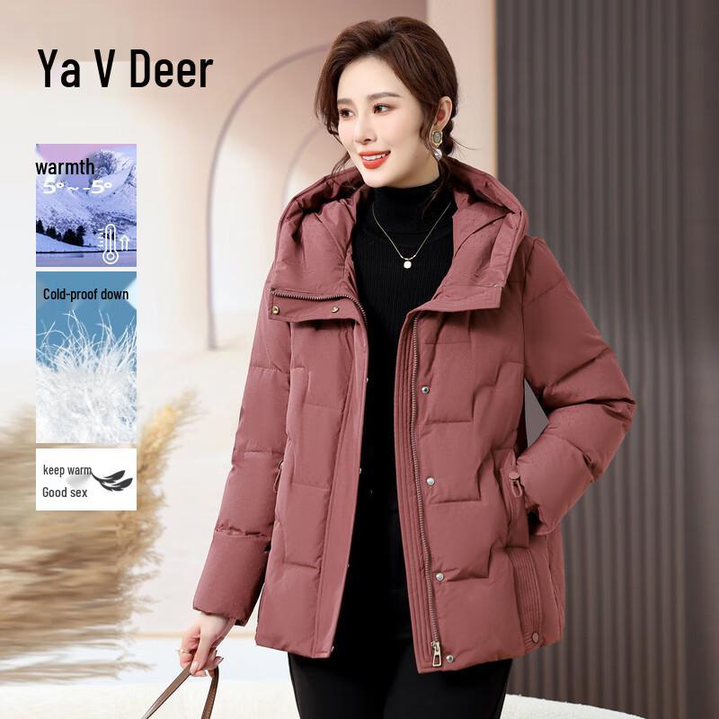 

Yalu 2025 New Hooded White Duck Down Winter Coat for Middle-Aged Women 3XL
