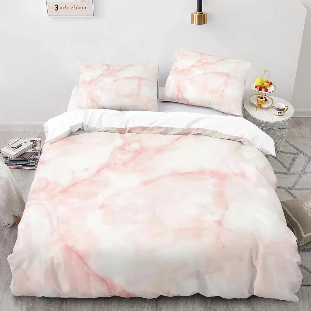 White Gold Abstract Marble Texture Bedding Set Boys Girls Twin Queen Size Duvet Cover Pillowcase Bed Kids Adult