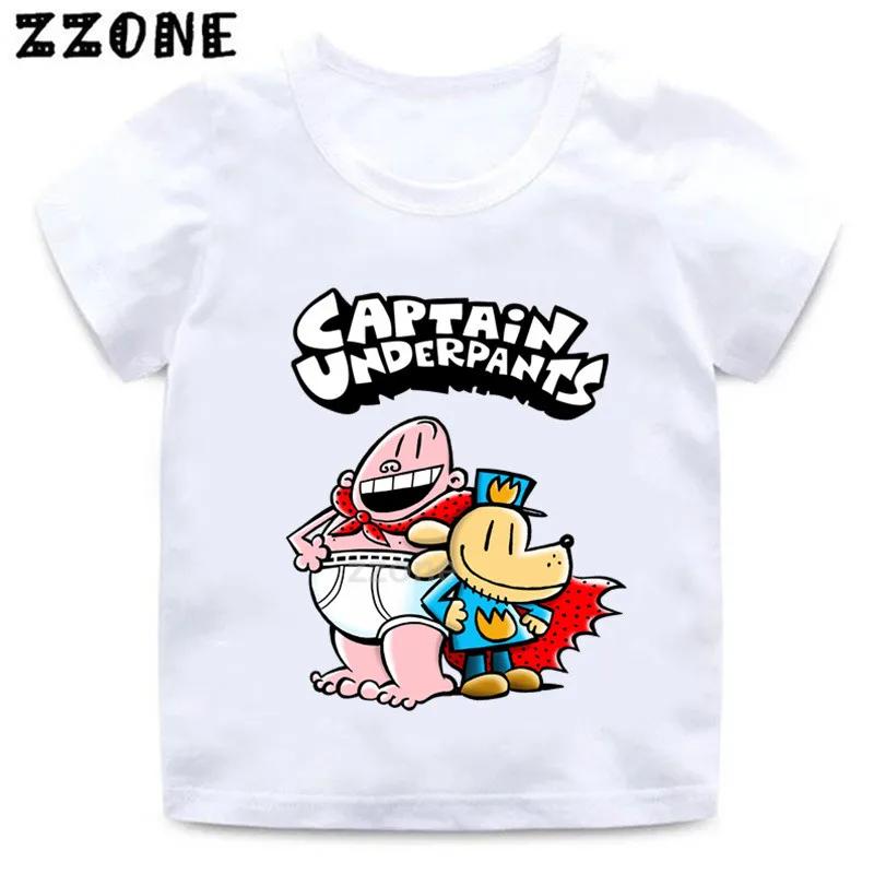 Boys and Girls Captain Underpants Cartoon Print T shirt Kids Funny Casual Clothes Baby Tops Children Summer Short Sleeve Tshirt