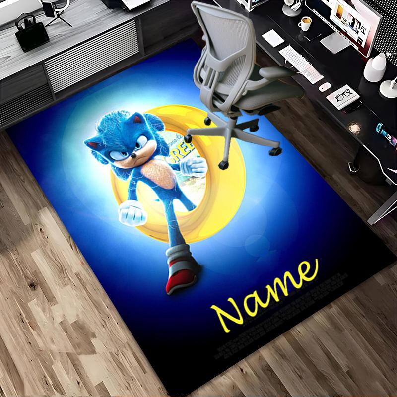 Personalized Name Shadow Sonic Living Room Non-Slip Area Rug Soft Carpet for Bedroom Playroom Sofa Office Home Decor Doormat