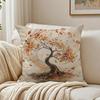 Cozy Autumn Tree And Leaves Cushion Cover Breathable Short Plush Pillow Covers Machine Washable Wrinkle-Resistant Soft Durable