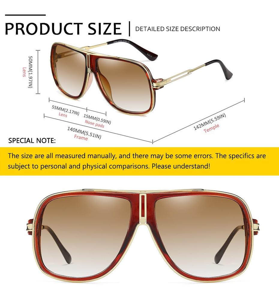 Oversized Retro 80s Vintage Aviator Sunglasses Men Classic Eyewear Unisex Clear Lens [SHEEN KELLY]