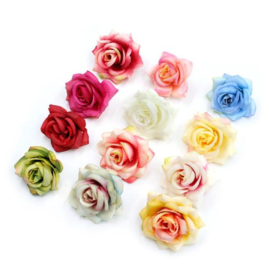 10шт искусственная роза шелковый цветок голова DIY свадебный рождественский венок ремесло — фото 5