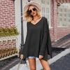 Autumn and Winter Women's Sweater V-neck Large Size Fashion Knit Sexy Pullover Long Sleeve Sweater