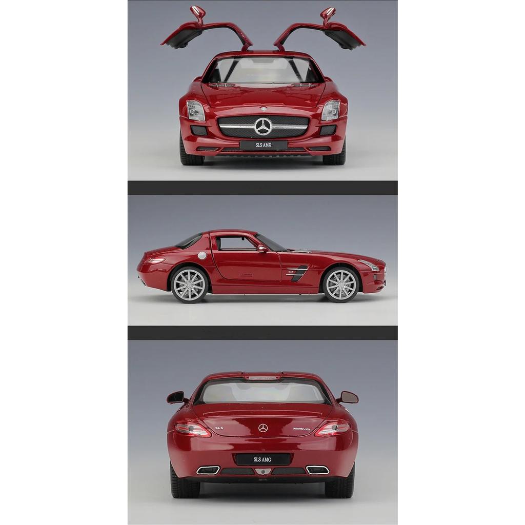 Welly 1/24 Mercedes Benz SLS AMG Alloy Sports Model Diecasts Metal Racing Car Vehicles Model Simulation Collection Kids Toy Gift