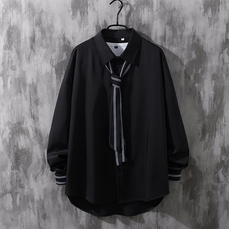 

Мужская модная корейская свободная рубашка с длинными рукавами — повседневный стиль яппи для весны и осени 3XL - Up to 155 Jin