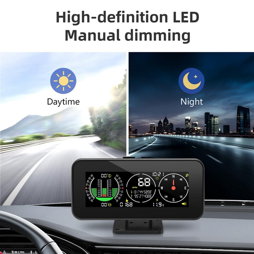 Buerjia Auto HUD Head Up Displej Inklometr Kompas Rychloměr GPS Alarm překročení rychlosti Digitální rychlost Sklonoměr Autodíly 1ks