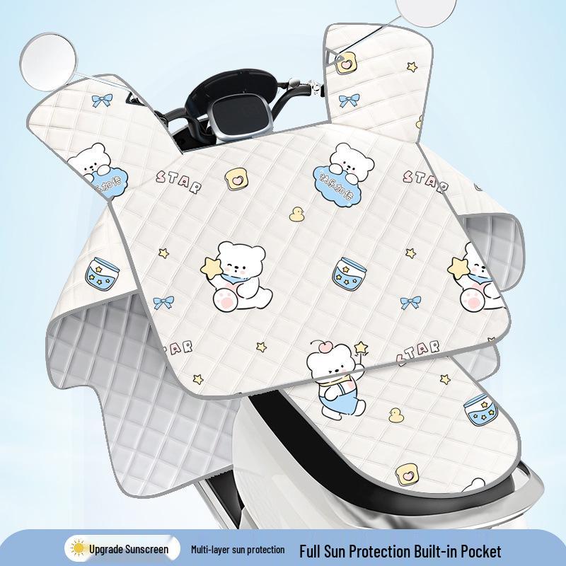 Summer Sunshade & Sun Protection EV Windshield & Handle Cover - Breathable, Oxford Cloth, Windproof for Electric Bicycles