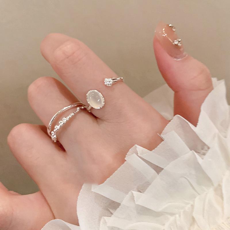 Summer Fresh Resin Oval Open Ring Personality Versatile Index Finger Ring Light Luxury Jewelry Women