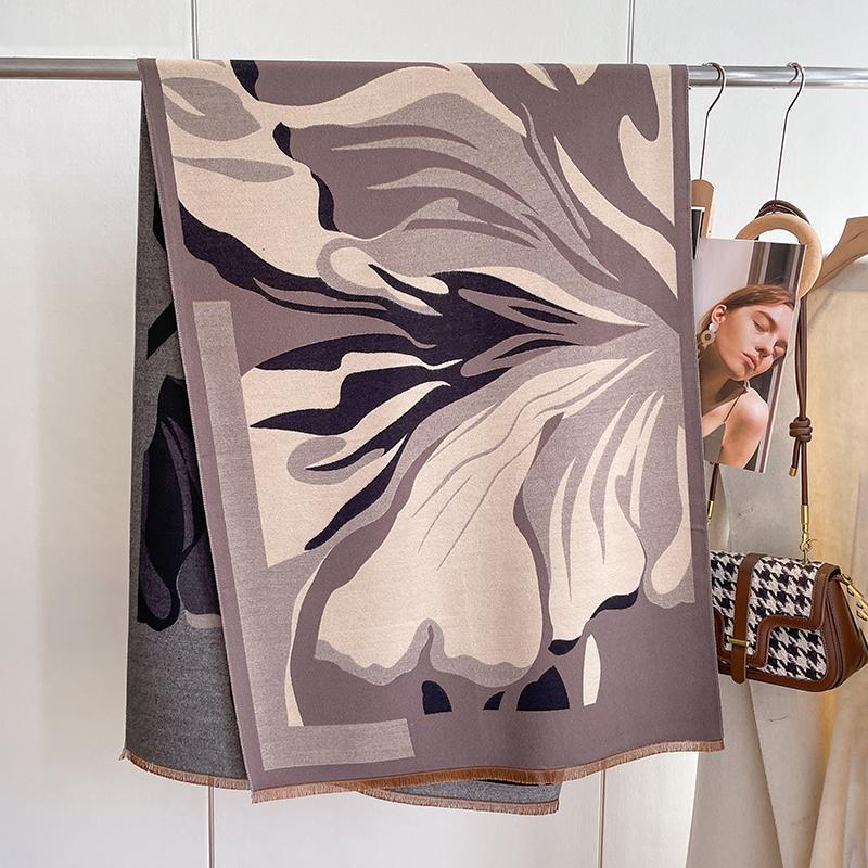 Thick Shawl Wrap Head Scarf For Women Winter Warm Cashmere Neckerchief Bandana Fashion Print Poncho Pashmina Bufanda