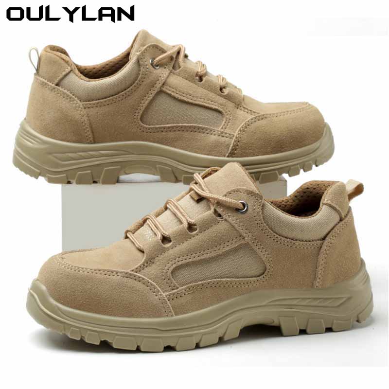 Oulylan Labor Footwear Anti Puncture Steel Toe Safety Boots  Wear Resistant Work Protective Shoes Male Summer Breathable For Men