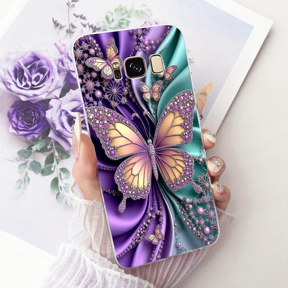 For Samsung Galaxy S8 Case SM-G950F Luxury Flowers Butterfly Painted Cover Soft Silicone Case For Samsung S8 Plus S8+ G955F Bags