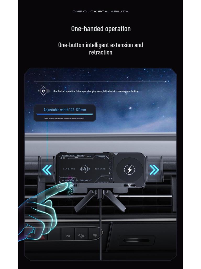 Foldable Screen Wireless Fast Charging Car Holder for Huawei & Samsung Z Fold 6