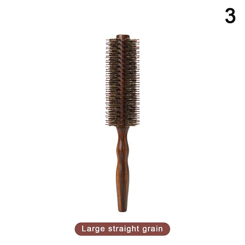 {HBA17} Natural Boar Bristle Nylon Comb Wood Round Roller Hair Brush For Women Men Curly Hair Salon Hairdressing Tools