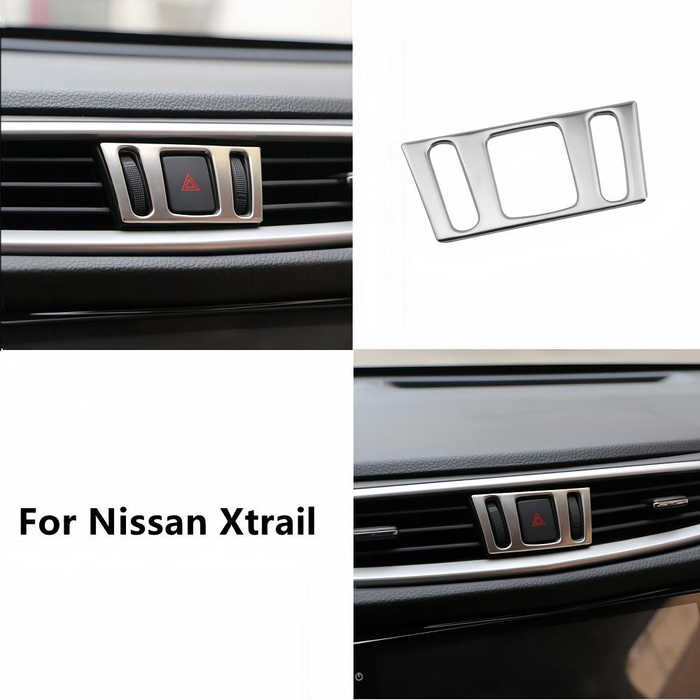 Stainless Steel Center Console Air Vent Outlet Case Sticker Fit For Nissan Xtrail X-Trail X Trail T32 2013+ Qashqai J11 2014 Murano