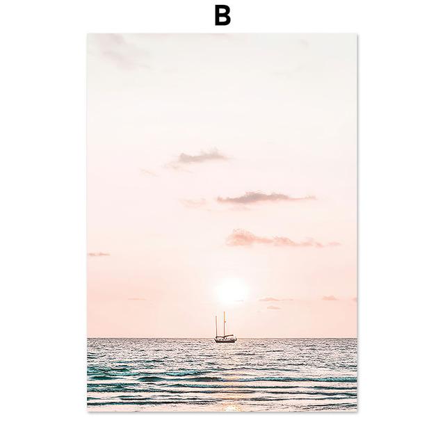 Nature Beach Reed Sea Conch Trail Landscape Nordic Art Wall Posters And Prints Canvas Painting Pictures For Living Room Decor