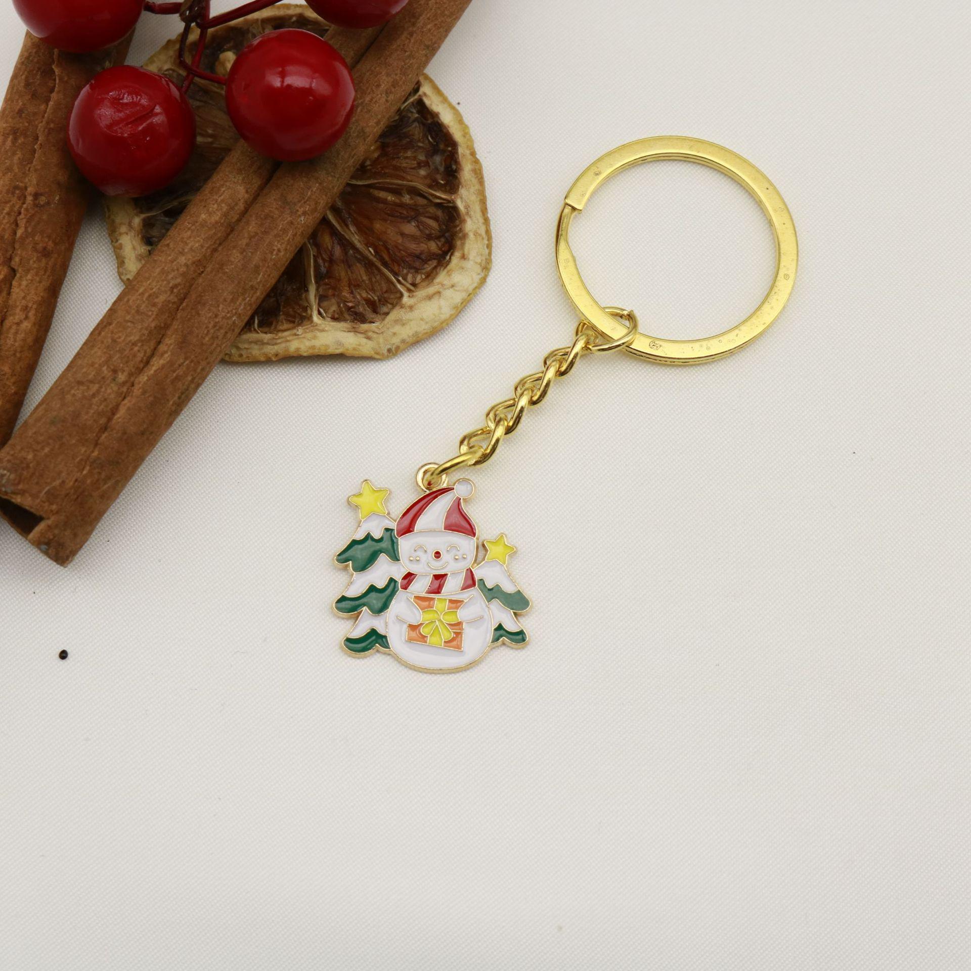 European & American Christmas Keychain Set: Santa Claus & Christmas Tree Pendants золотой