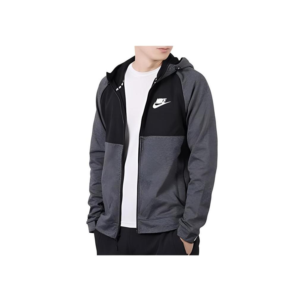 Nike Color Block Logo Zip-Up Long Sleeve Jacket Men Jackets Gray 861743-071