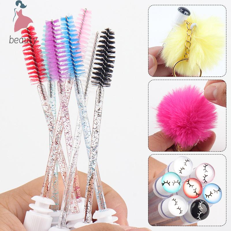 Dustproof Eyebrow Comb Beauty Tools Eyelash Brush Tube With Pompom Lash Extension Makeup Brush 11.5cm