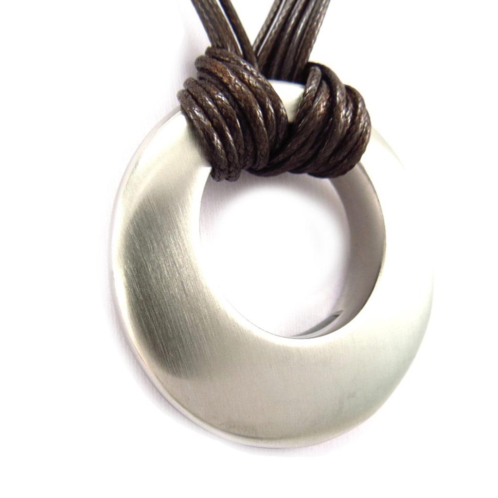 Les Trésors De Lily [K5801] - Brushed Silver-brown 'Choreography' Steel Necklace - 4 Cm