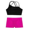 Kids Girls 2 Piece Dance Outfits Crop Top with Shorts Active Set Gymnastics Dancewear Swimwear