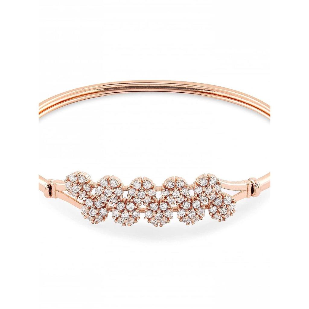 ZAVERI PEARLS Set of 2 Rose Gold Contemporary Cubic Zirconia Brass Kada Style Bracelet For Women-