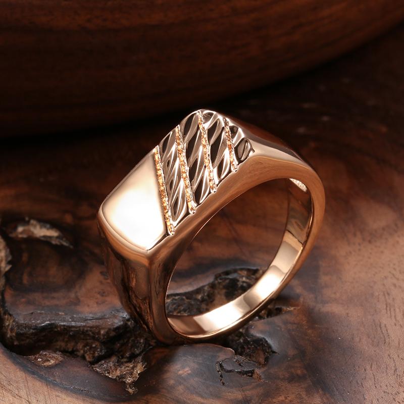 Kienl Square Glossy Gold Trendy Big Size Ring Daily Easy Matching Rings