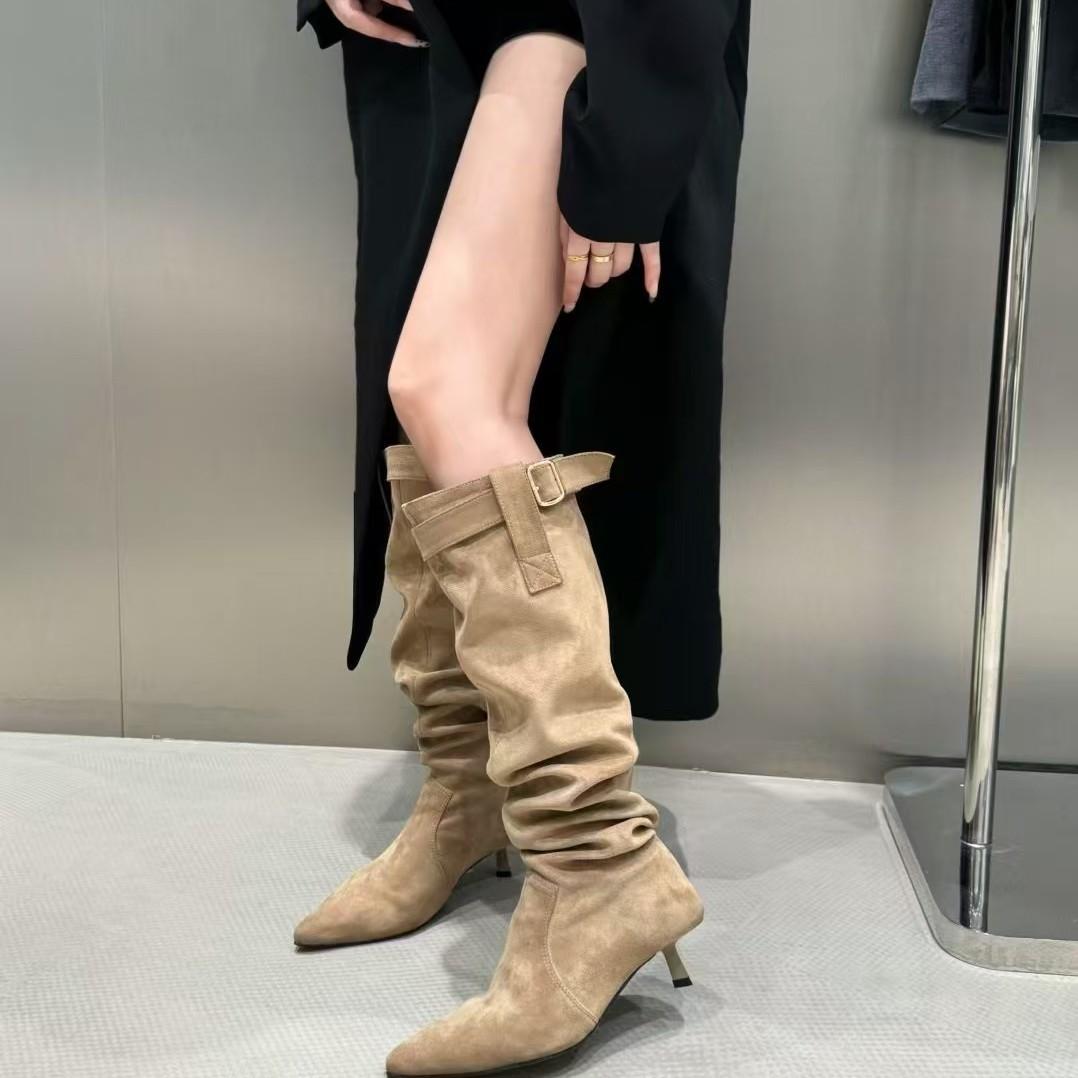 

Осенне-зимние дутики, тонкие ботинки, острый носок, тонкий каблук, тонкий высокий каблук, маленькие мужчины, но ботфорты, женщины 39 абрикосовый