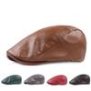 Solid Color Painter Cap PU Leather Newsboy Caps Higher Quality Beret Hat  Women Men