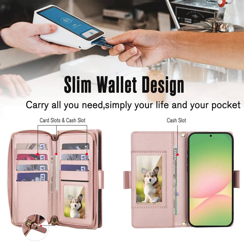 WEFOR Crossbody Wallet Case for Samsung Galaxy A57 A56 A55 A54 A37 A36 A35 A26 A25 A17 A16 A15 RFID Blocking Zipper Flip Cover