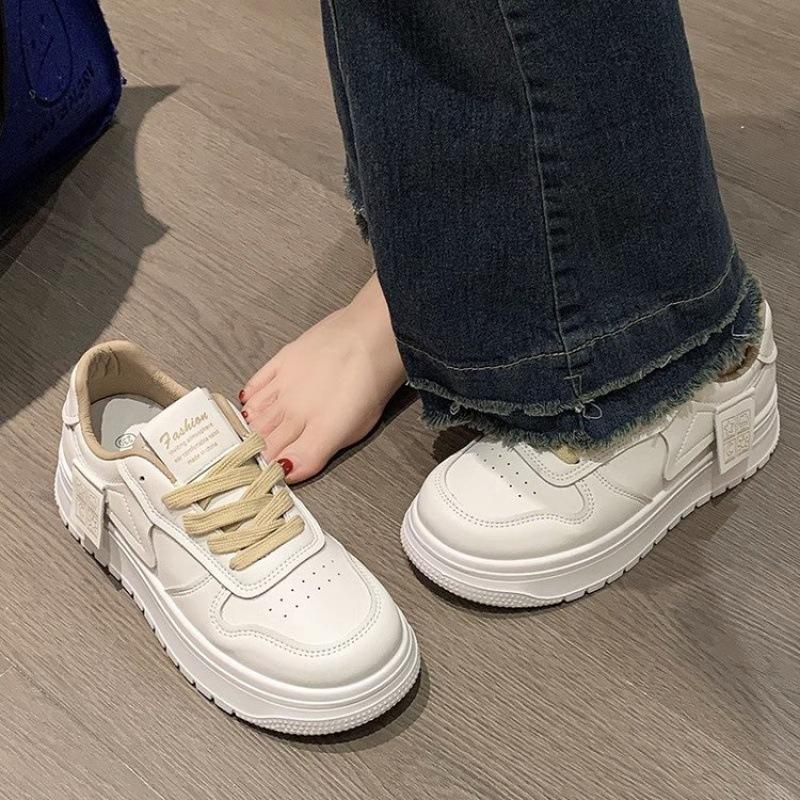 High-top Leather Little White Shoes Women's Ins Tide 2025 Autumn New Popular Spring and Autumn Korean Version Versatile Platform Sports Shoes