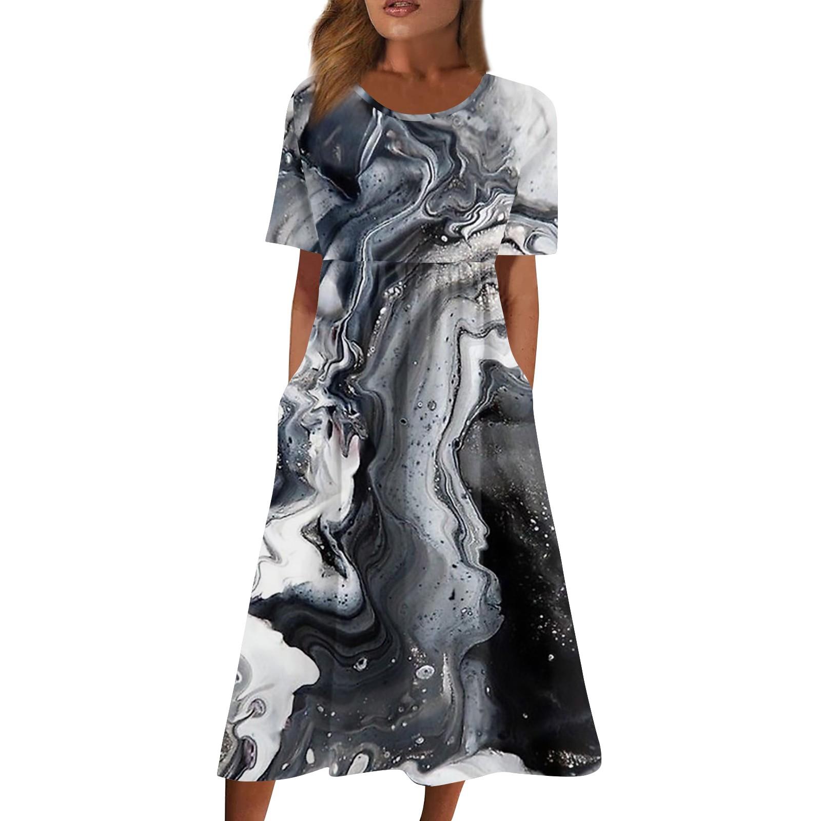 Женские повседневные платья Платья с принтом Летние платья Плиссированные свободные — фото 3