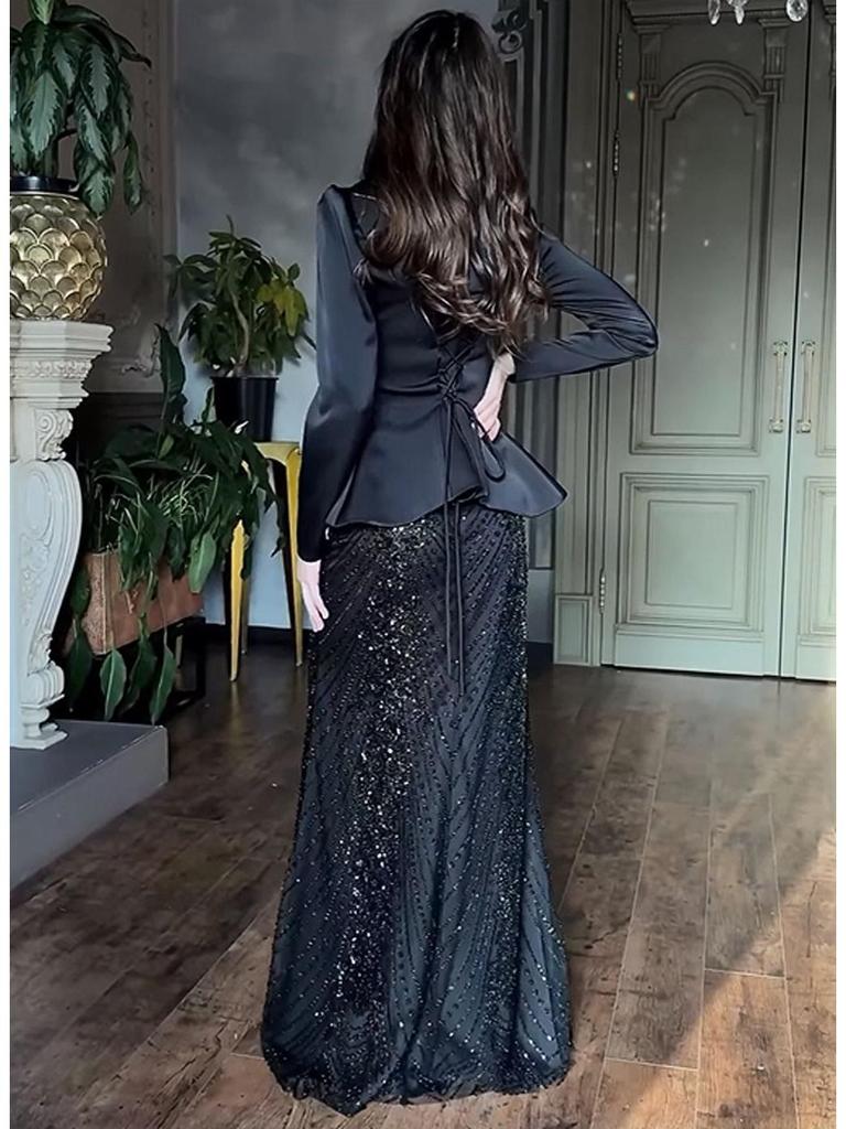 Elegant Printed Slim Long Sleeve Skirt Two-Piece Set - 2026 New Style