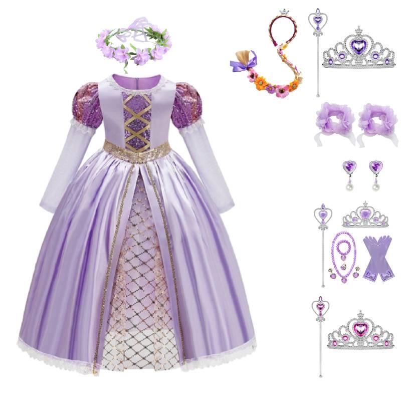 Long Sleeve Princess Dress With Butterfly Bow For Children's Cosplay Complete Costume For Children's Performance
