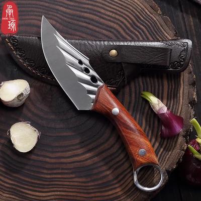 Fleischringmesser mit Handgriff aus Edelstahl, tragbares Grillmesser, scharfes Schneidemesser, Ausbeinmesser, Essmesser für Hammelfleisch und Schweinefleisch