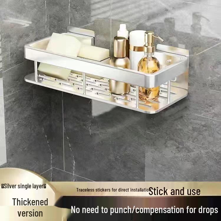 No-Drill Wall-Mounted Kitchen & Bathroom Storage Shelf for Toiletries