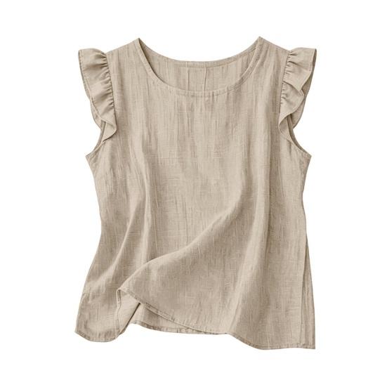 Women Tops Loose Fit Ruffle Sleeve Vest