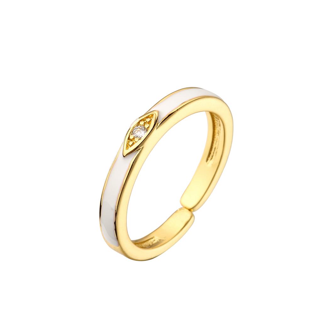 Women Gold Plated Dripping Oil Ring Micro Inlaid Zircon Adjustable Enamel Eternity Band