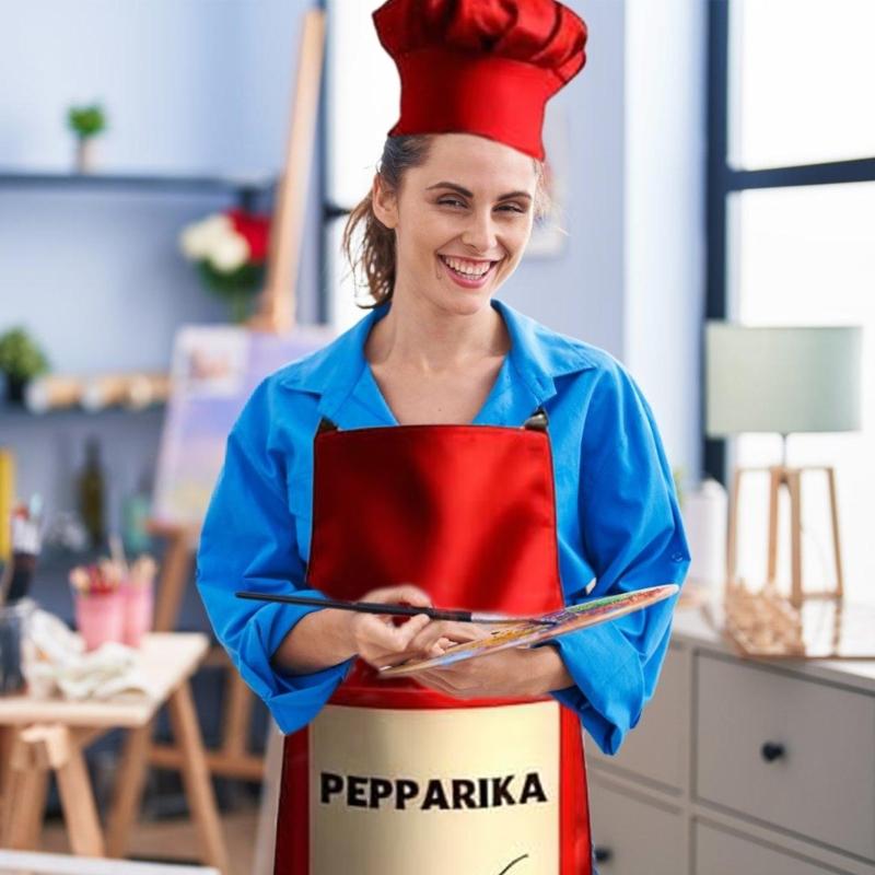 6Pcs Halloween Spices Condiments Matching Costume Spices Group Apron and Hat Set for Halloween Cosplay Party