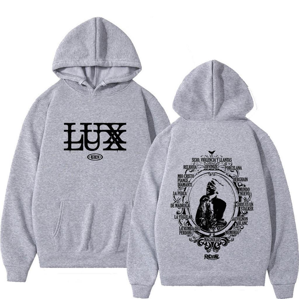 Singer Rosalia Lux Tour Print Hoodie Men Women Fashion Pullover Long Sleeves Oversized Vintage Loose Sweatshirts