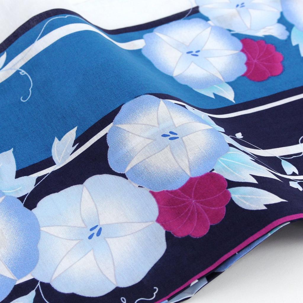 Brilliant Piece Yukata and Navy Blue with Blue Morning Set for a Love Look "Wa Nadeshiko" Women's Set, Blue-Green Glory, 3-Piece Heart-Pounding