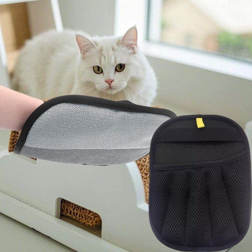 2Pcs Non-slip Pet Hair Eliminator Mitts Two-way Hair Removal Pet Grooming Gloves Cat