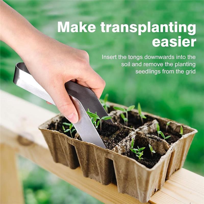 ABWR-2PCS Seedling Transplant Tongs Remove Tongs Seedling Transplanting Tool Stainless Steel Gardening Plants Seedling