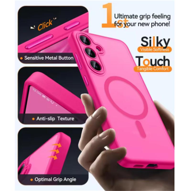 Luxury Matte Phone Case For Samsung Galaxy S25 S24 S23 Ultra Plus S25Ultra S24Ultra S23Ultra S24FE Magsafe Wireless Charge Cover